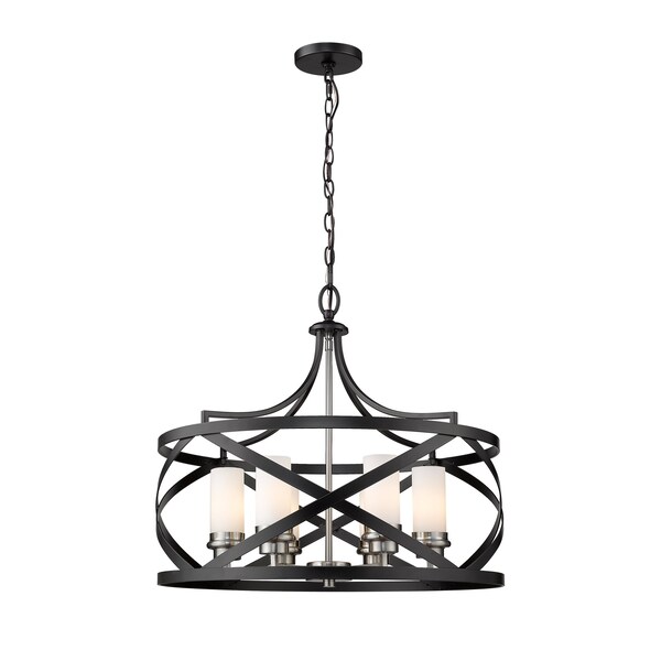 Malcalester 6 Light Pendant, Matte Black & White